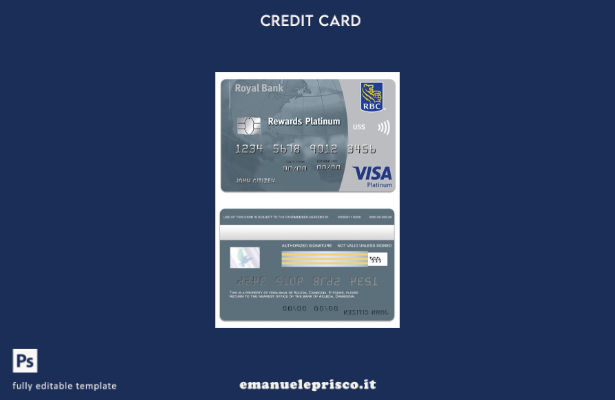 modello di carta platino per visto bancario Barbados Royal in stile verificato